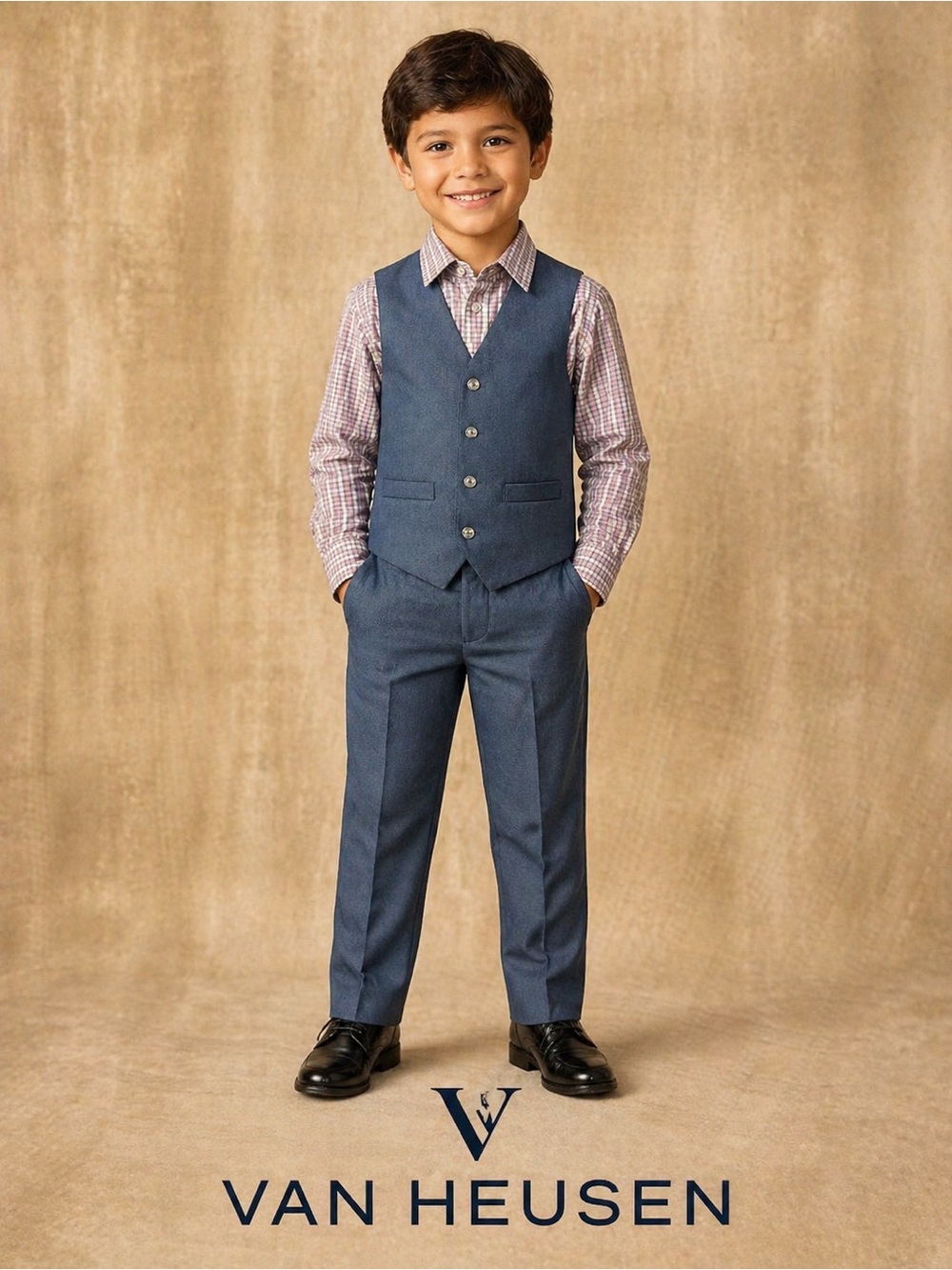 Van Heusen Boys' Navy Blue Vest and Pants Set